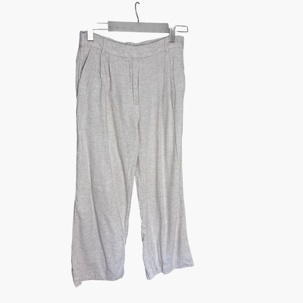 Abercrombie & Fitch Cropped Trousers Oatmeal Pleated 30 Neutral Basics